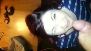 HUGE FACIAL!!! I Caught my Husband Jerking Off. let him use me to Cum on
