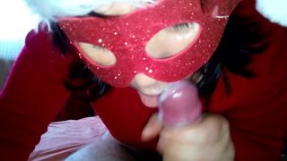 Christmas Blowjob with Cum in Mouth HOT Mom and Step Son