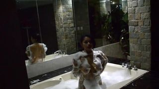 Step Daughter Play with her Pussy for Daddy on her Bubble Bath, Daddy Tapes