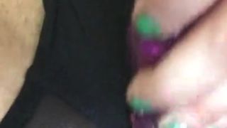 Blue Green Hair Young MILF in Glasses Solo Vibe Toy Play Juicy Wet Orgasms