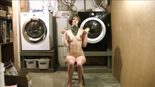 Twink Petite Boi Lifts Weights for Daddy. Struggling. Sexy Weakling.