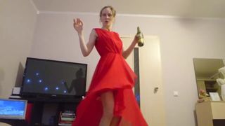 Dirty Naughty Girl: Holiday Tease in Red Dress