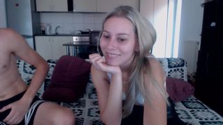 sexy blond receives cum facial