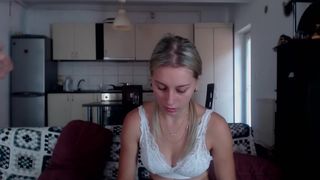 sexy blond receives cum facial