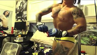 amateur muscle girl topless pec flex (preview)