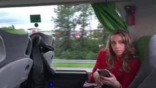 Angel Emily public blowjob and fuck in the bus
