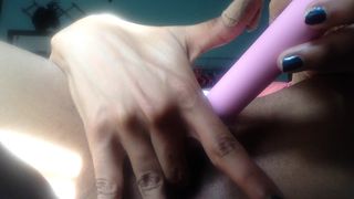 Ebony short haired girl dildo orgasm