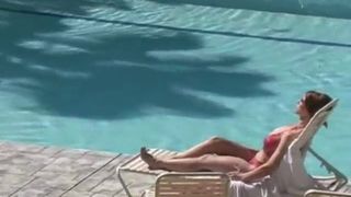 Hot mature Allison sunbathing