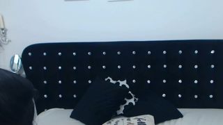 AllyDark oils her huge tits and slaps them and smokes