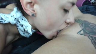 lez licks sexy babes shaved bald pussy