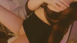 Bleu topless pussy fingering