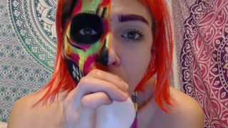 LittleLexaDT - deepthroat dildo blowjob, gagging