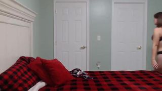 cutie rubs covered pussy