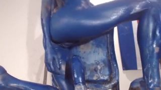 elisadeathnaked bodypainted blue