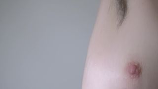 Unknown Model shows off hairy sweaty armpits and sweat