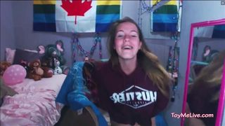Young Tiny Teen on Cam Distracted by Remote Toy!