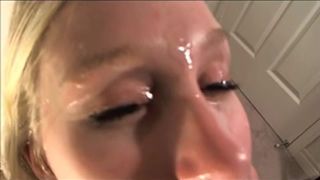 blonde babe huge facial