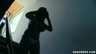 Amazing big natural tits while posing