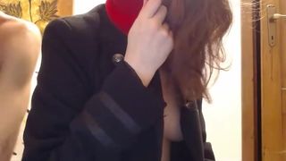 CIM cum in cute masked babe mouth