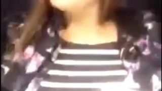 big tit flash at work