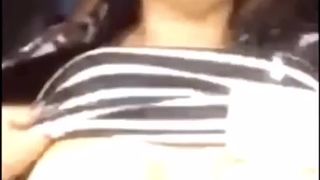 big tit flash at work