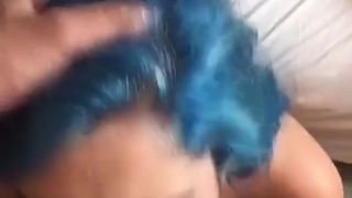 Blue hair piercing nipples