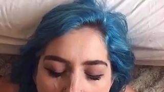 Blue hair piercing nipples