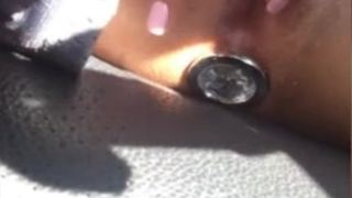 Dirtybabygirl bates in the car with plug in