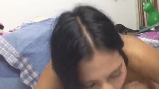 Girl gags on dildo