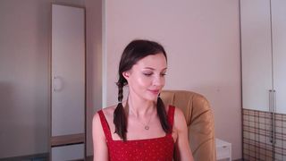 Jennycutey teasing in short red dress
