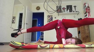 airfixflex - stretching in red catsuit