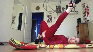 airfixflex - stretching in red catsuit