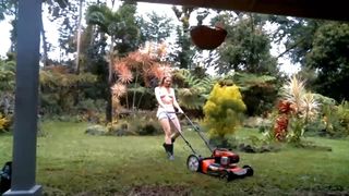 kaileeshy_200405  topless lawnmowing