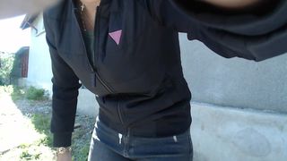 Lettali & 2 Friends Outdoor Flash & Fuck Black Dildo