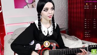 madnessalice Wednesday Addams cosplay and masturbation