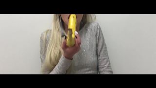 Girl trying dog dildo