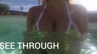 Bikini girls in pool