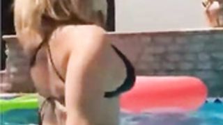 Bebe Rexha dancing and twerking in the pool w/ slowmo