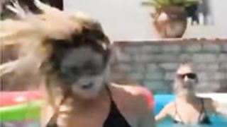 Bebe Rexha dancing and twerking in the pool w/ slowmo