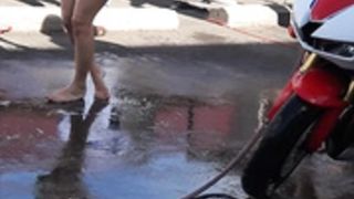 car wash with sexy girl
