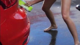 car wash with sexy girl