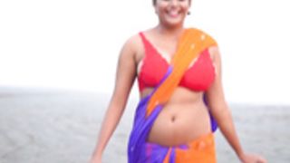 megha deep cut saree fashion nipple slip