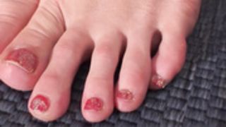 young girl show her soft soles,barefoot