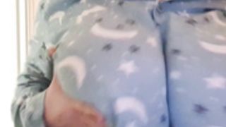 nicolebun - blue pajama boobs reveal