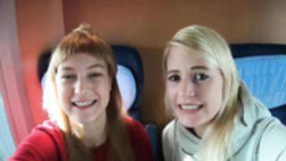 Two nice girls in a train