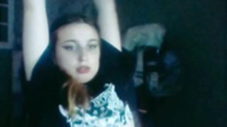 Cute  Cath teen flash her little tits on cam