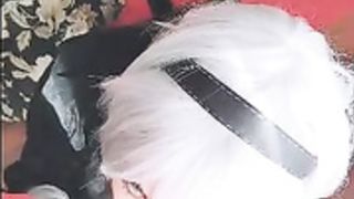 Katta Ramos cute 2B cosplay blowjob