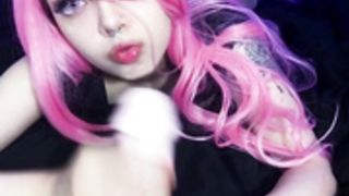 korpsekitten pink hair dildo solo