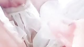 Chinese cosplay lolita rides and sucks her dildo