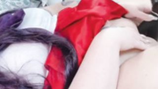 Sailor Mars lifts her skirt  Loud orgasm